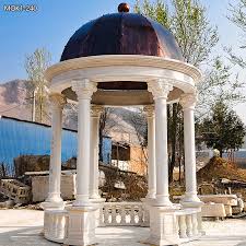White Marble Gazebo With Red Iron Roof