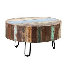 miami round reclaimed wood coffee table