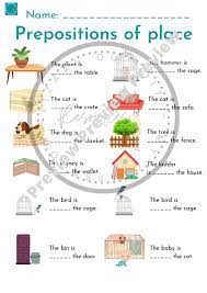 prepositions of place worksheets teacha