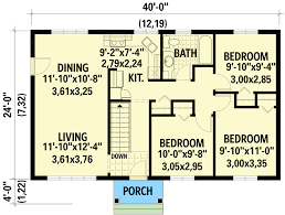 960 Square Foot 3 Bed Ranch House Plan
