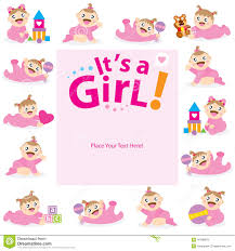 Baby Girl Greeting Card Design Stock Vector Illustration