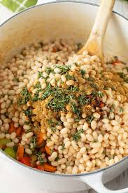 I season them w/ garlic powder (alot), black pepper and a pinch of salt! Vegetarian Navy Bean Soup Recipe A Spicy Perspective