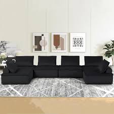 Black Velvet Modular Sectional Sofa