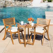 Wooden Patio Bistro Set In Teak