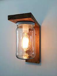 Lantern Wood Lamp For Garden With Jar
