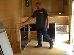 installing cabinets in a trailer by