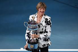 I wanted to push the conversation rod laver presented margaret court with a replica of the australian open trophy to commemorate 50 years since she won all four major titles in a calendar. Controversial Tennis Champion Court Presented With Trophy At Australian Open