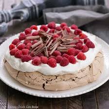 Fresh fruit of your the meringue itself will keep for a few days in an airtight container at room temperature. Chocolate Raspberry Pavlova That Skinny Chick Can Bake