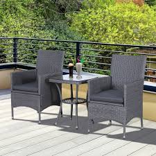 Rattan Twin Seat Bistro Set Grey