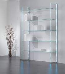 Glass Bookcase With Led Strips Light