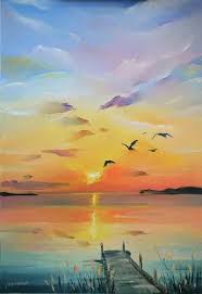 Hanging Oil Colors Sunset Canvas