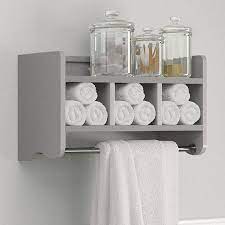 Storage Cubby Towel Bar Wall Shelf