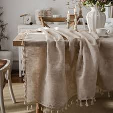 Tassel Table Cloth Cotton And Linen