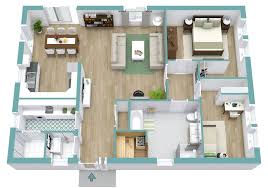 2 bedroom layout with large bathroom