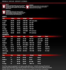 Primal Wear Cycling Size Charts For Womens And Mens