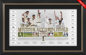 Marnus labuschagne said he was grateful for the praise he received from cricket legend sachin tendulkar last week when the former indian cricketer said he was reminded of his own batting after. Mission Accomplished Australia Team Signed Ashes Success Lithograph