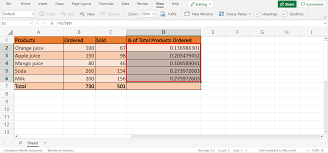 calculate percene as a proportion