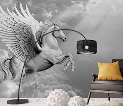 Grey winged horse 3D / 5D / 8D wall ...