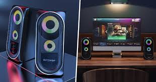 Volume and headphone jack are right on the speaker. The Blitzwolf Bw Gt1 Speakers Have Rgb Usb And Aux Input