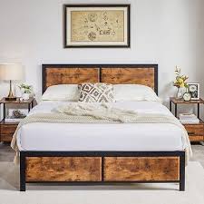 Bed Frame With Wooden Headboard Twin