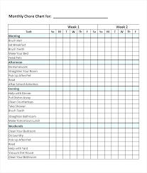 Job Chart Template Monthly Family Chore Chart Template Job