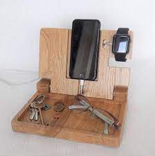 Magsafe charging station for multiple devices, 2 in 1 wooden stand for iphone 12 and apple watch, wooden docking station. Apple Charging Station Organizer Oak Wood Iphone Dock Iphone Docking Station Iphone An Apple Charging Station Charging Station Organizer Iphone Docking Station