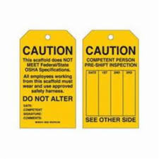 Grasp the webbing with your hands and bend the webbing, checking both sides. Brady Scaffold Safety Tags Sx313 86629 Shop Inspection Tag Tenaquip