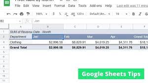 pivot table by month in google sheets
