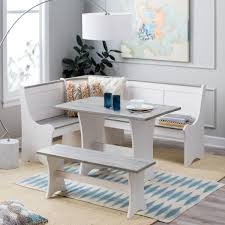 Kitchen booth tables include a wide. 3 Pc White Gray Top Breakfast Nook Dining Set Corner Booth Bench Kitchen Table Ebay
