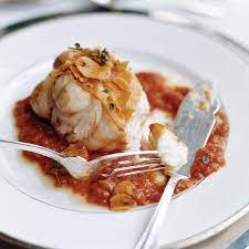 cook monkfish with tomato garlic sauce