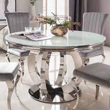 white glass dining table round dining room