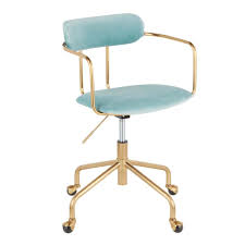 Find the perfect home furnishings at hayneedle, where you can buy online while you explore our room designs and curated looks for tips, ideas & inspiration to help you along the way. Demi Contemporary Office Chair In Gold Metal And Light Blue Velvet