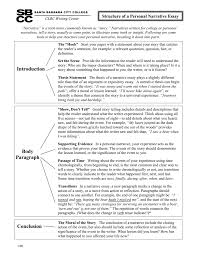 structure of a personal narrative essay clrc writing center structure of a personal narrative essay ldquonarrativerdquo is a term more commonly known as ldquostory rdquo narratives written for college or personal
