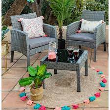 3pc Rattan Garden Furniture Outdoor