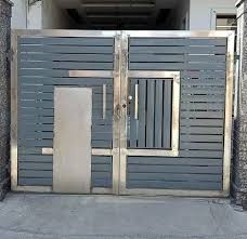 modern stainless steel hinged main gate