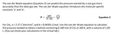 Solved The Van Der Waals Equation