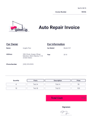 auto repair invoice template pdf