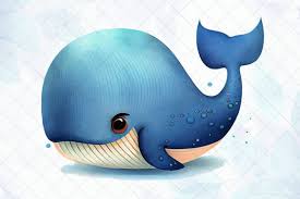 cute cartoon blue whale graphic by