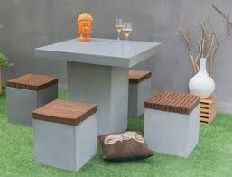 Square Wooden Concrete Outdoor Table