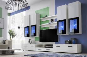 Tv Sets White Gloss London Wall Unit