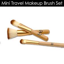 mini travel bamboo makeup brush set