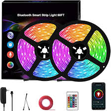 Amazon Com Led Strip Lights Bluetooth 60ft Smart Light Strip Music Sync Rgb Tape Light App Control With Remote Color Changing Strips Light Rope Lights Sync To Music Led Light For Bedroom Home