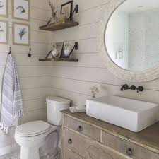 Showers are more of a modern bathroom trend, so in traditional farmhouse bathrooms, a tub is a must. Rustic Chic Modern Farmhouse Bathrooms