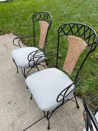 3 Wrought Iron Dining Patio Chairs With