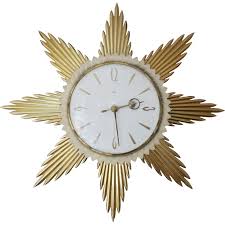 Wall Clock Metamec Starburst Brass Uk