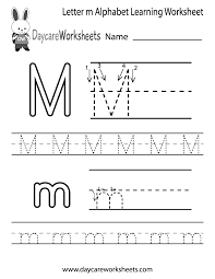 letter m alphabet learning worksheet
