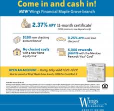 What is the routing number for wings. Come In And Cash In Wings Financial Credit Union Maple Grove Maple Grove Mn