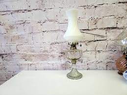 Vintage Oil Lamp With Original Milk