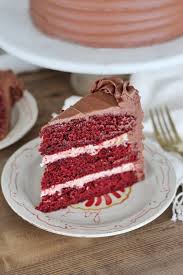 This red velvet cake recipe is modern and easy. Red Velvet Cake With Chocolate Sour Cream Frosting With Chocolate Sour Cream Frosting Cake By Courtney Sour Cream Frosting Red Velvet Cake Velvet Cake