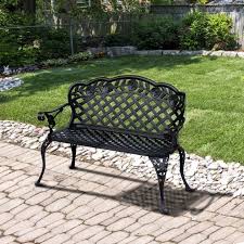 Garden Bench Aluminium Black 2 Seater
